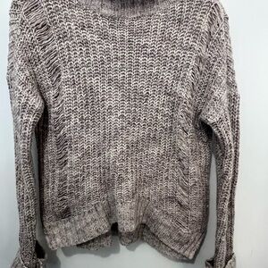 Express Marled Knit Turtleneck Sweater - Gray